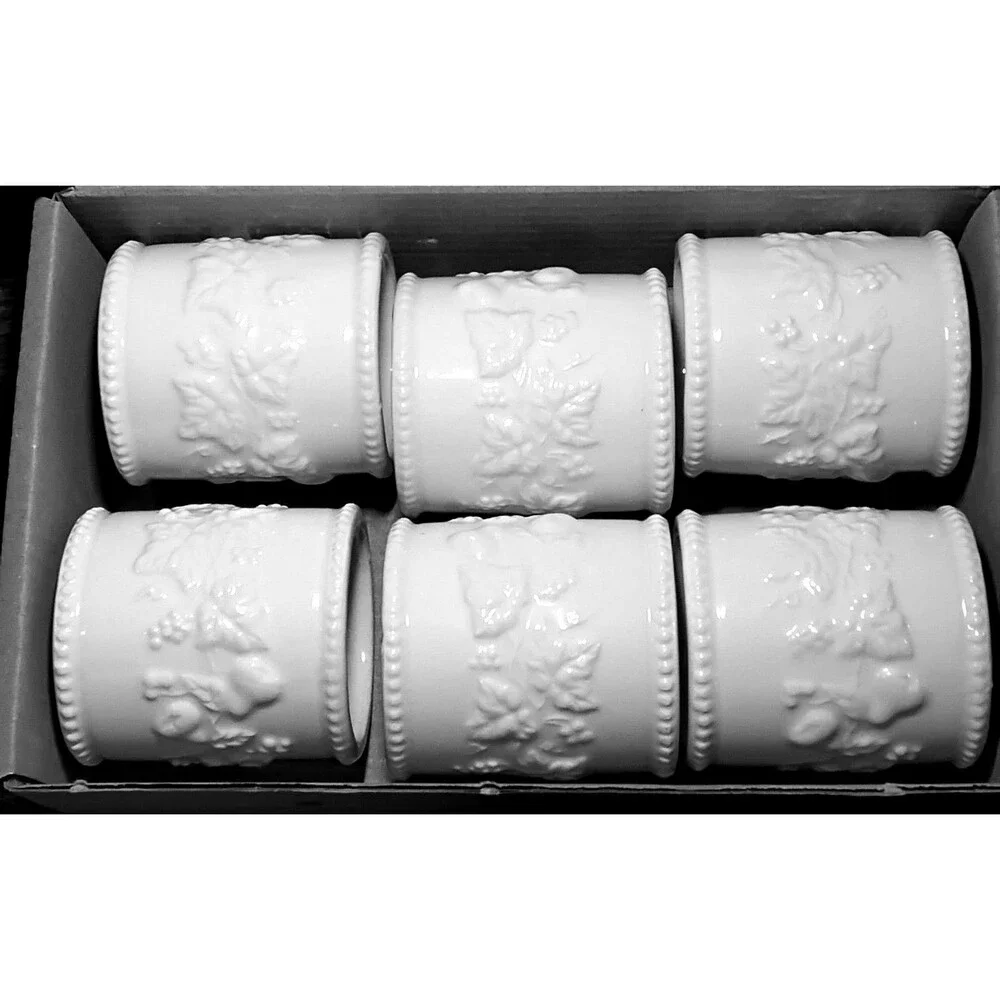 Martha Stewart Ceramic Napkin Rings Festive Grapes Set Of Six